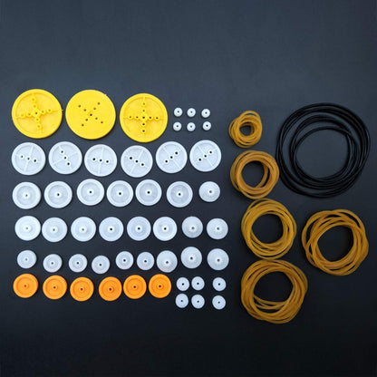 EUDAX 2mm Hole Plastic Belt Pulley Gears Combination Modulus Package Rubber Belts Band Plastic Model Accessories for DIY Robots Cars RC Toy Car Airplane
