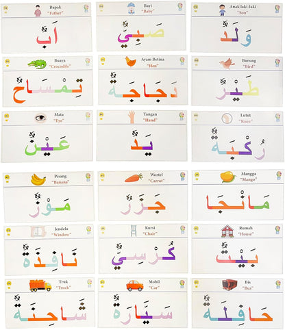 Magnetic Arabic Letters Kit 374 Pcs for Kids, Arabic Alphabet Puzzle Board, 30 PCS Arabic Flash Cards, Arabic Learning Toys for Toddlers