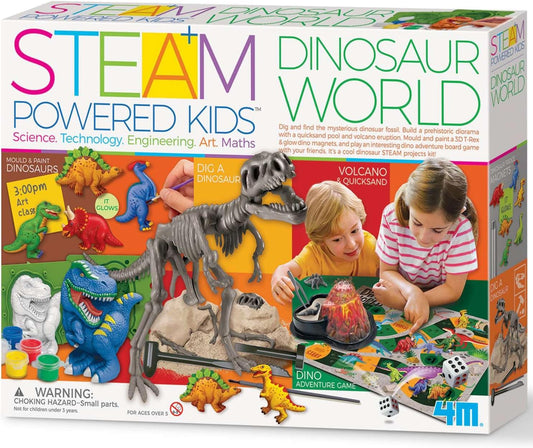 4M | STEAM Dinosaur World Exploration| Hands-On Science Kit with Dinosaur Figures & Fossil Experiments for Kids Ages 5+ - Educational Paleontology Toy Gift