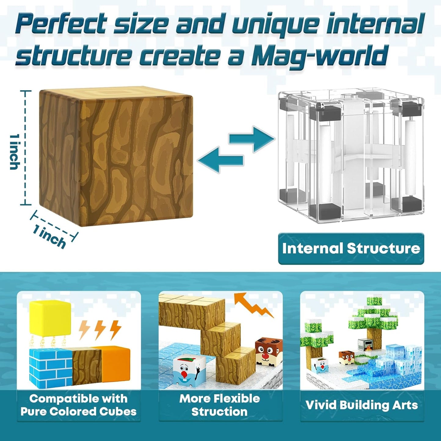 Magnetic Blocks-Build Mine Magnet World Pickaxe Edition Mine Pickaxe Caverns Kids Games Toddler Toys Magnetic Tiles for Boys & Girls Age 3-4 4-5 6-8, Sensory Outdoor Toys for Kids for 3+