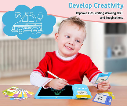 Rylai Toddler Toys Talking Flash Cards, Kindergarten Learning Resources 510 Sight Words with Drawing Tablet for Speaking Doodling, Sensory Toys for Kids with Autism, Boys Girls 2 3 4 5 6, Pink