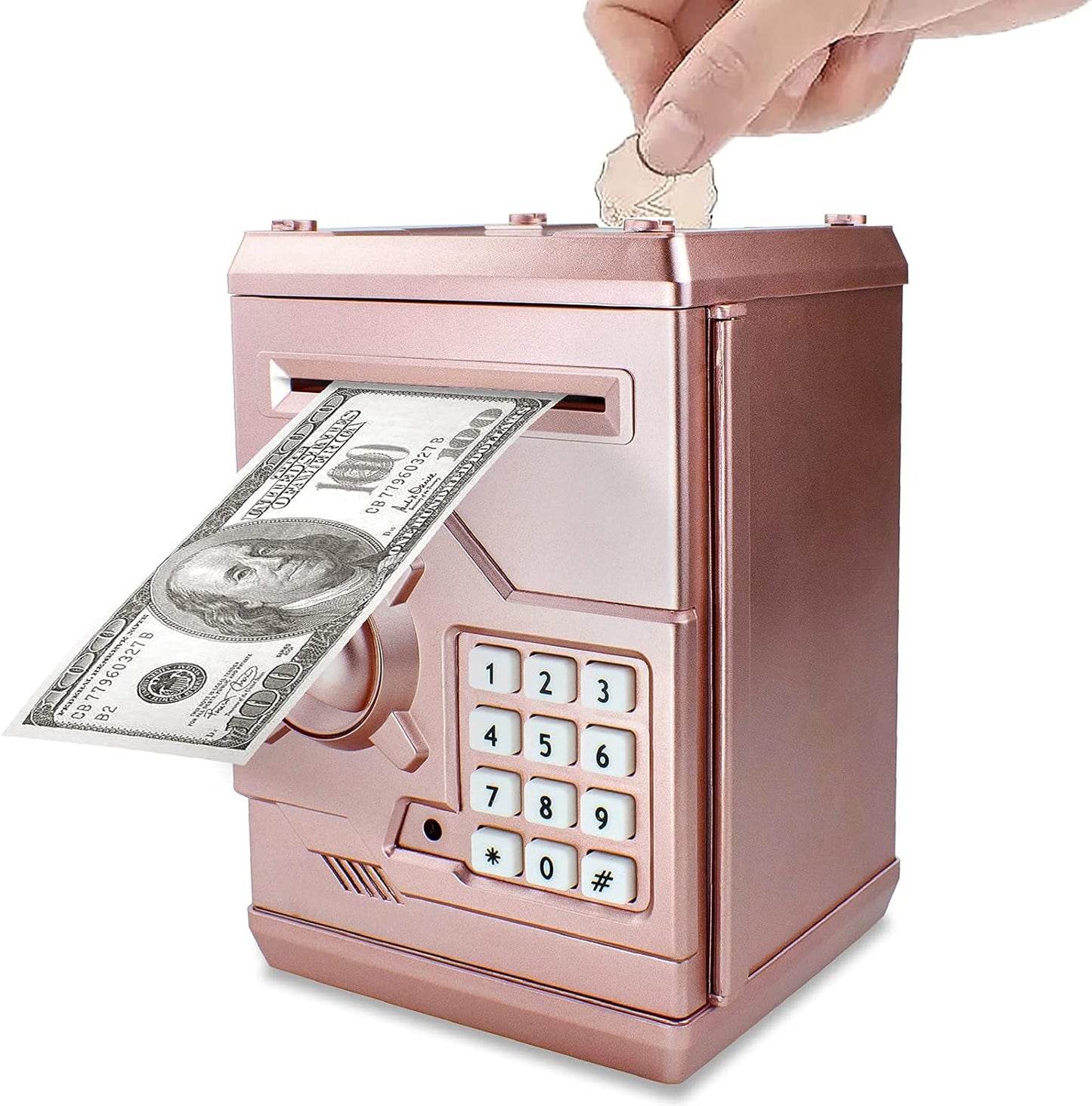 Piggy Bank Electronic Mini ATM for Kids Baby Toy, Safe Coin Banks Money Saving Box Password Code Lock for Children,Boys Girls Best Gift (Silver)