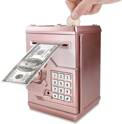 Piggy Bank Electronic Mini ATM for Kids Baby Toy, Safe Coin Banks Money Saving Box Password Code Lock for Children,Boys Girls Best Gift (Silver)