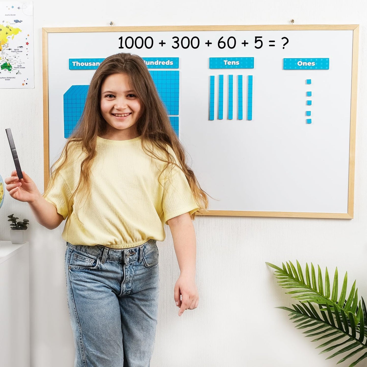 Simply Magic Magnetic Place Value & Discs Set & Jumbo Blue Magnetic Base Ten Blocks + Headings for Math