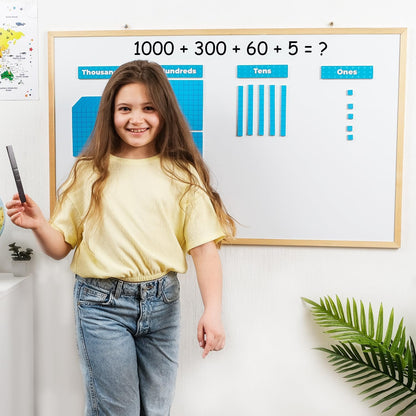 Simply Magic Magnetic Place Value & Discs Set & Jumbo Blue Magnetic Base Ten Blocks + Headings for Math