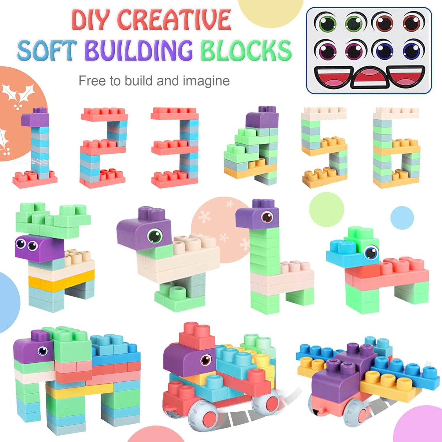 Soft Building Blocks for Toddlers, Large Building Blocks Stacking Blocks for Babies 6 Months and Up Stem Toddler Gifts, Teething Toys, 40 PCS