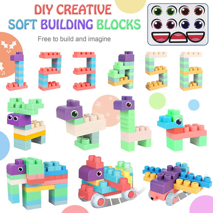 Soft Building Blocks for Toddlers, Large Building Blocks Stacking Blocks for Babies 6 Months and Up Stem Toddler Gifts, Teething Toys, 40 PCS