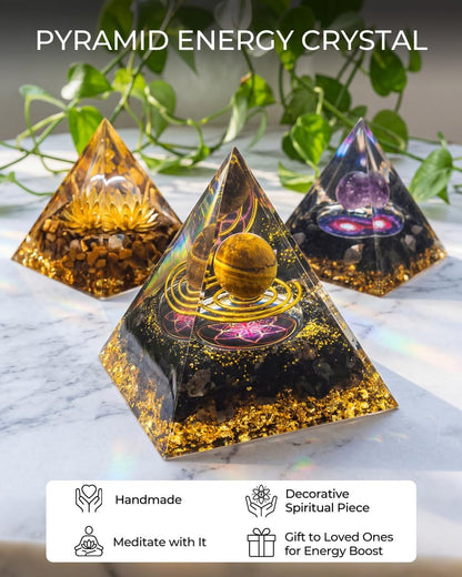 Crystals and Healing Stones, 9 Pcs Healing Crystals Set, 7 Chakra Crystal Stones Set Real Natural Selenite Pyramid Reiki Raw Rock Energy Protection Meditation with Wooden Box, Crystal Gifts for Women