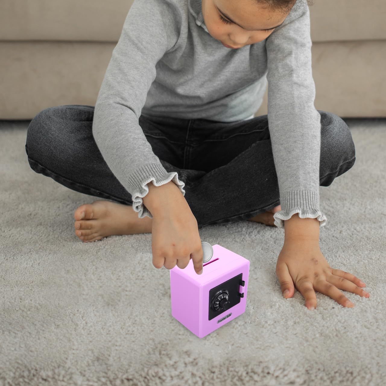 SAFIGLE Kids Piggy Bank Safe with Password Lock Mini Coin Bank for Toddlers Educational Money Saving Box Compact 3.54In Children S Safe Box for Coins and Bills