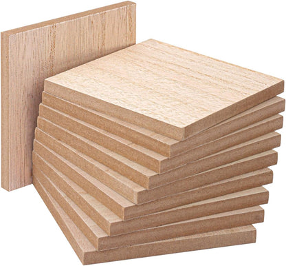 10 Pack Unfinished MDF Wood Rectangle Blocks, 3 x 10 Inch Wooden Blocks for Crafts, DIY Projects, and Custom Decor