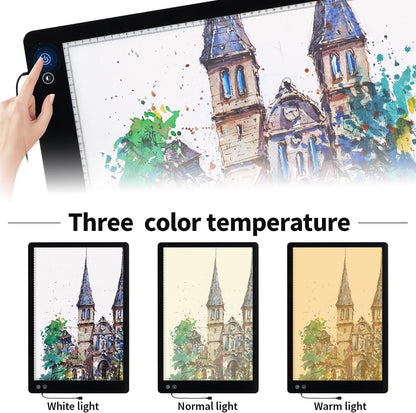 Rechargeable A3 Light Pad for Diamond Painting,Tracing Light Box with Stand and Clip,3 Colors Stepless Dimmable and 6 Levels of Brightness Light Board for Artists,Drawing,Sketching,Animation