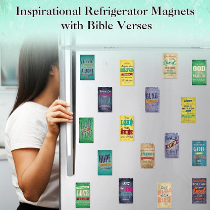 Blosssound 60 Pcs Inspirational Christian Magnets with Bible Verses Religious Refrigerator Magnet Motivational Quotes Fridge Scripture Positive Gifts for Home Office School Locker Decor(Scenery)