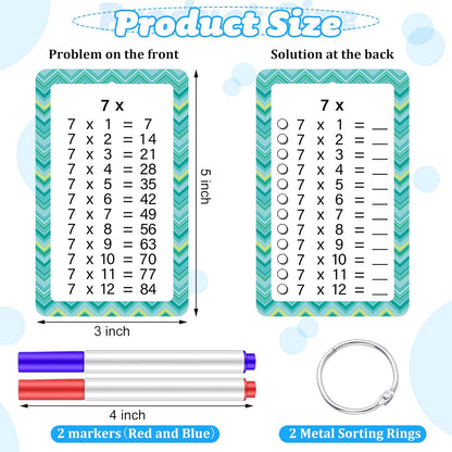 Geyee Multiplication Flashcards 0-12 with Dry Erase Markers and Rings Math Educational Multiplication Flashcards Timetable Charts for 1st to 3rd Grades Fun Learning with Math Game(17 Pcs)