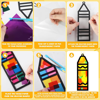 32 Sets Outer Space Suncatchers Craft Kit DIY Window Stained Glass Effect Planet Astronaut Alien Paper Crafts Home School Classroom Decoration Kid Birthday Gift Creative Art Project Activity Game - Colors B