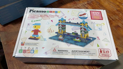 PicassoTiles 1016pcs Magnetic Tile & Building Brick Combo Construction STEM Toy Magnet Tiles for Creative Play Educational Toys for 3+ Large Bricks for Toddlers Compatible with Major Brands PTS1016