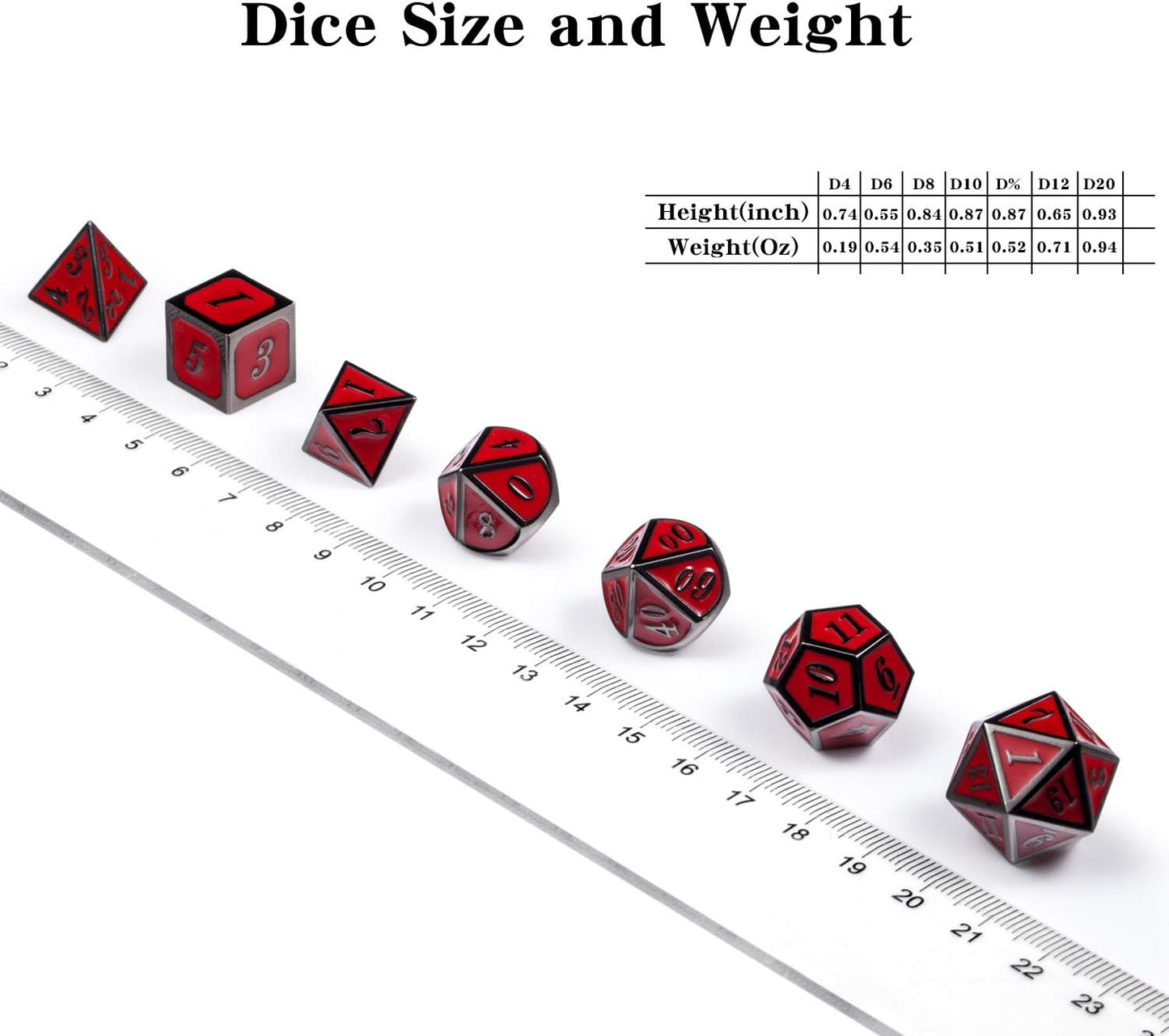 DnDnD Heavy Polyhedral Metal Dice Set with Metal Box, 7-die Shiny Blue Surface with Golden Number for RPG,Dungeons and Dragons,Pathfinder,Shadowrun,D&D,Role Palying Game and Math Teaching - Colors B