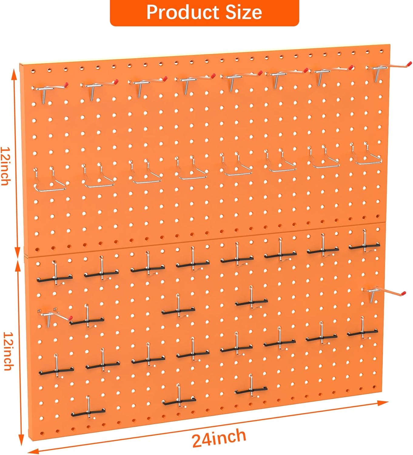 TORACK Metal Pegboard Wall Organizer 24" x 24" or 12" x 48", 70 PCS Tools Storage Pegboard for Garage Tool Organizer Pegboard with Peg Board Hooks for Workbench(Blue)