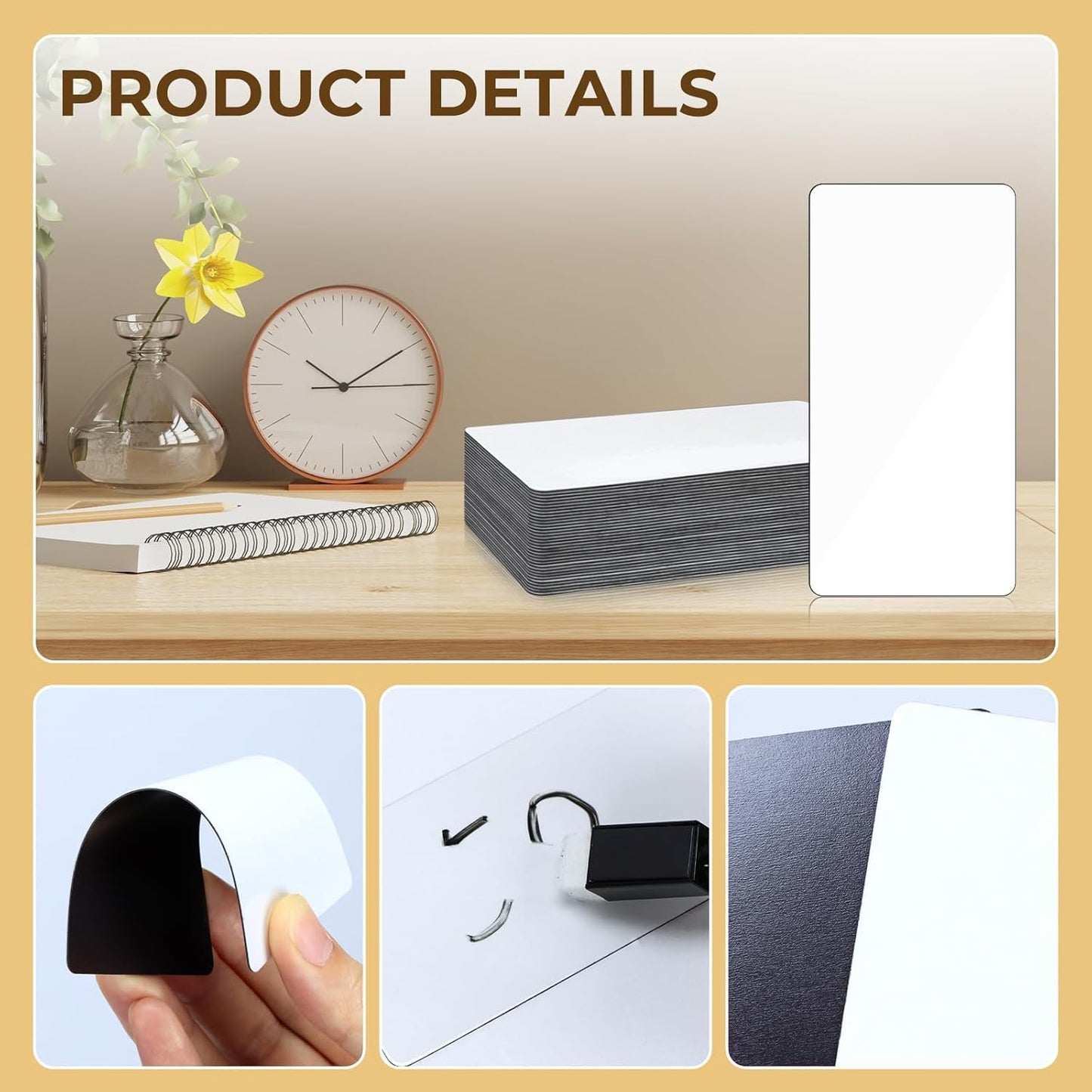 50 Pcs 4'' x 2'' Reusable Dry Erase Blank Magnetic Labels for Whiteboards
