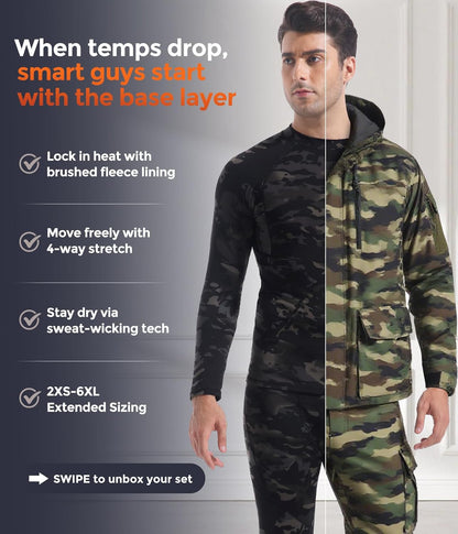 CL convallaria Thermal Underwear Long Johns Set Mens Winter Gift Hunting Gear Sport Base Layer Bottom Top - Colors B