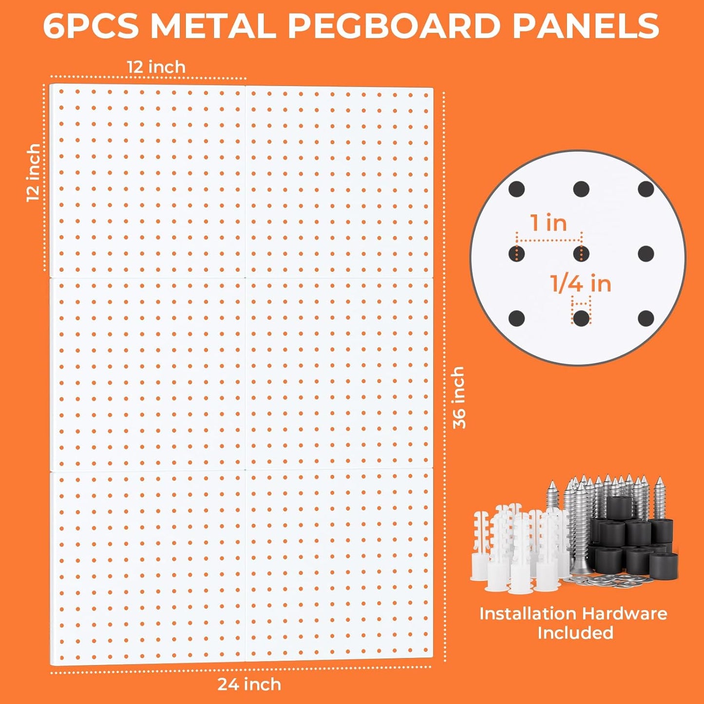 INCLY 70PCS Metal Peg Board Kit with 1/4" Pegboard Accessories, 4 Pack White Pegboard Panels, Bins, Cups and Peg Board Hooks, Paper Towel Holder, Pegboard Wall Organizer for Craft Room, Office, Sewing