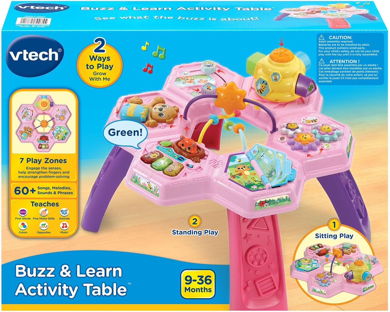 VTech Buzz and Learn Activity Table with Seven Interactive Play Zones, Blue