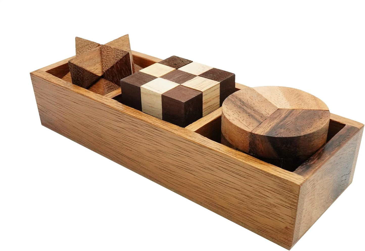 BSIRI 16 in 1 Wooden Brain Teaser Puzzles for Adults and Teens or Kids Interlocking 3D Mini Wood Mind Games Hand Puzzle Teasers Set Toys Coffee Table Games Gift