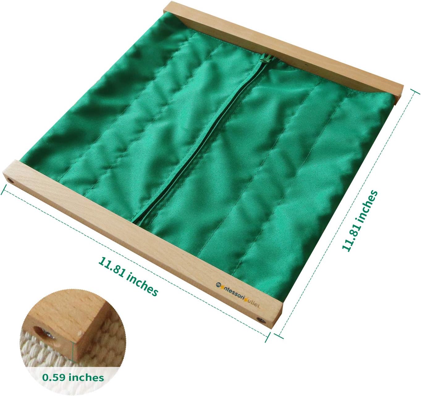 MONTESSORI OUTLET Montessori Practical Life Frames for Fine Motor Skills & Independence Development | Zipping Frame to Learn to Zip Clothes (Ages 3-6)