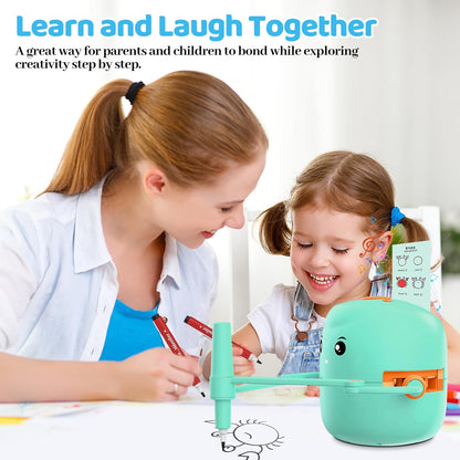 Drawing Robot for Kids with 150 Learning Cards and 17 Colorful Pens, Voice Interactive Educational Smart Art Painting Machine, Step-by-Step Drawing Guidance for Boys Girls Early Learning & STEM Toys