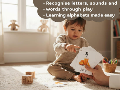 Alphabet Flashcards, 26 Educational Double-Sided Flashcards, A-Z Letters of The Alphabet, Perfect for Kids Toddlers