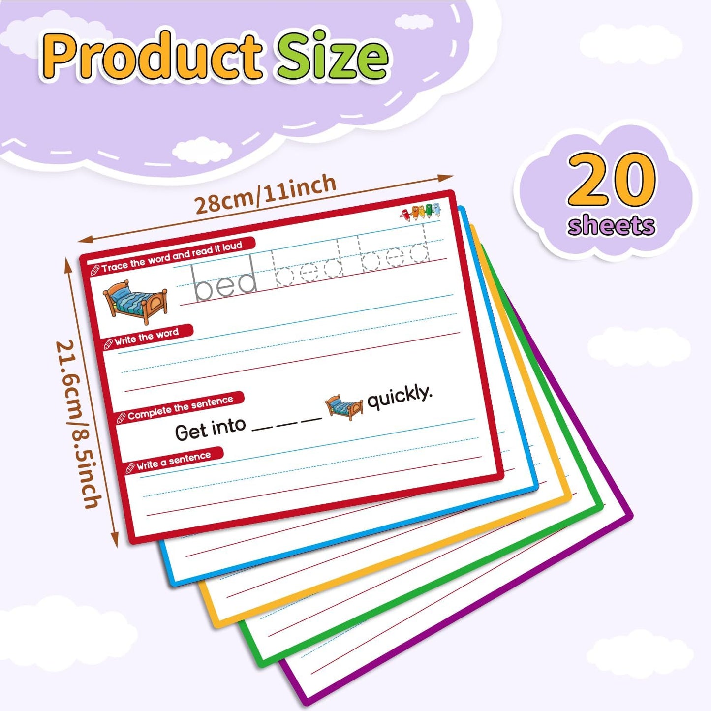 CVC Word Games Sentence Building for Kindergarten Phonics Games for Kids, Sight Words Flash Cards Learn to Write Handwriting Practice Tracing, Preschool Learning Activities Homeschool Supplies