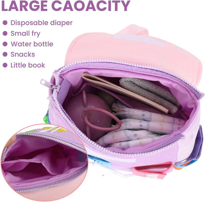 Busy Board - Toddler Backpack with Buckles and Learning Activity Toys - Develop Fine Motor Skills and Basic Life Skills - Learn to Tie Shoes - Children's Travel Toy