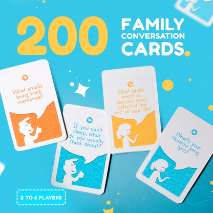 200 Family Conversation Cards for Kids & Parents, Teen Conversation Starters for Families, Get to Know Each Other Card Games for Family Time, Family Question Cards Box to Talk at Dinner, Road Trip