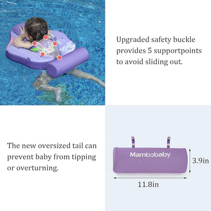 Baby Pool Float with UPF50+ 3D Adjustable Canopy, Add Tail Mambobaby Float Non Inflatable Infant Floats for Pool, Cartoon Narwhal Baby Floats (NPink with Canopy-U05NPCTLUROHML01U05)