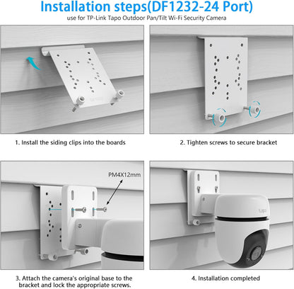 Vinyl Siding Mount for AOSU SolarCam D1 SE/Lite/Max,eufy Solocam S340/E30,Reolink Argus PT 3MP/4MP/5MP/2K/4K/8MP,ANSQUE Security Cameras (GU01/SA01), Cinnado B6 Security Camera Kit (White)