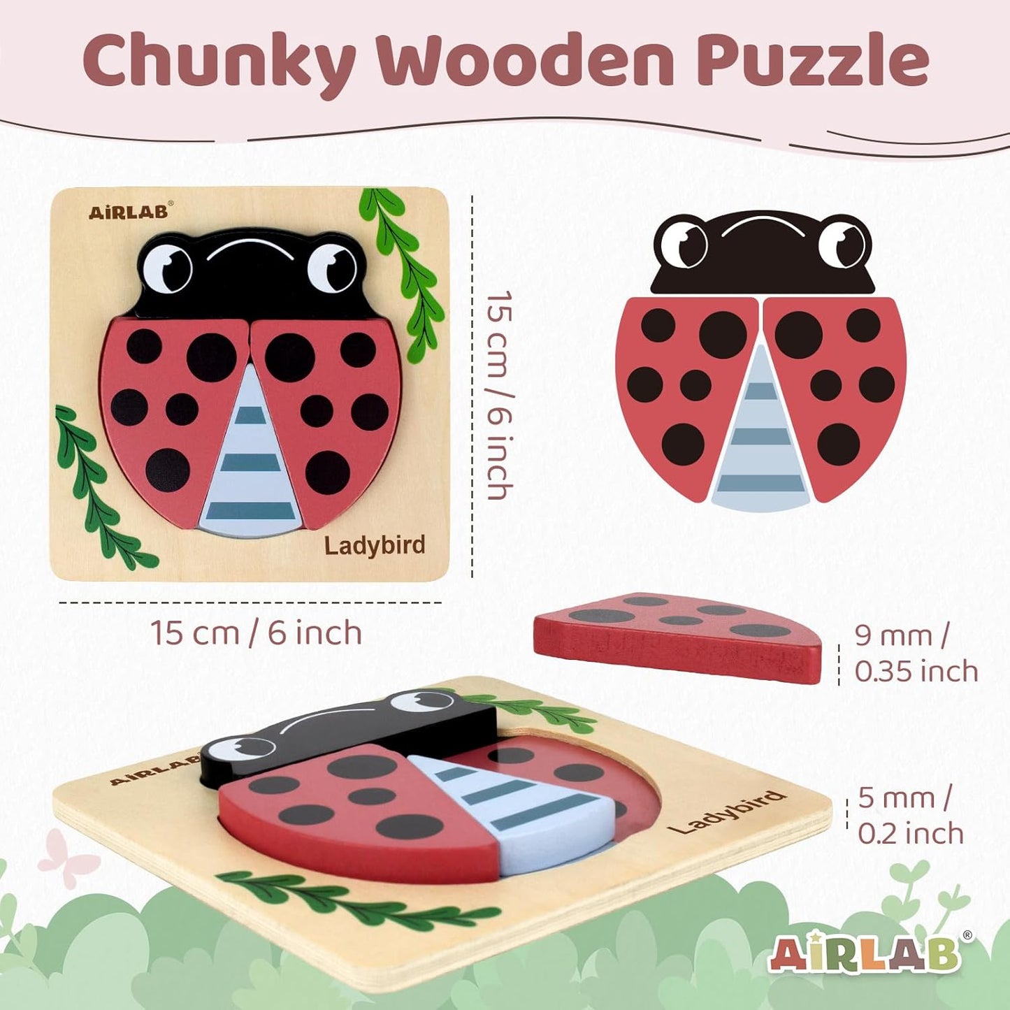 Wooden Puzzles for Toddlers 1 2 3 Year Old Animals Shape Puzzle Toys for Travel Airplane Gift for Kids Montessori Early Development Gifts for Baby Boys Girls with Drawstring Bag Pack of 4