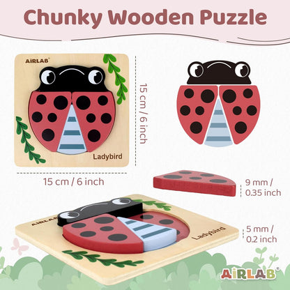 Wooden Puzzles for Toddlers 1 2 3 Year Old Animals Shape Puzzle Toys for Travel Airplane Gift for Kids Montessori Early Development Gifts for Baby Boys Girls with Drawstring Bag Pack of 4