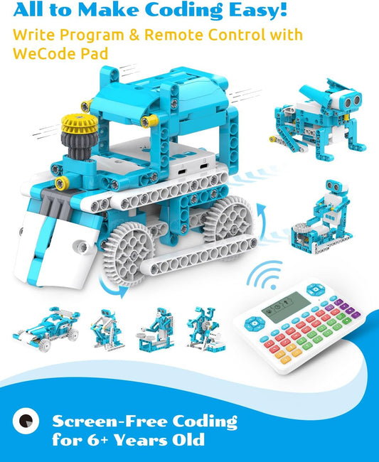 WhalesBot D1 21-in-1 STEM Coding Robot Kit for Kids (Ages 4+), 280+ Pieces Educational Building Set with APP-Controlled & Programming, 3D APP Guidance, Ideal Toy for Boys & Girls