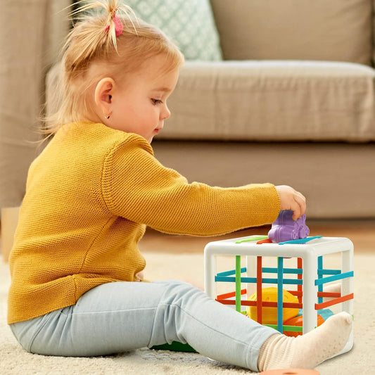 Aprilwolf Montessori Sensory Cube for Toddlers 18 Months + | Educational Activity Center with Elastic Sides | Baby Learning Toys, Wonderful Gift for Birthday Boys & Girls