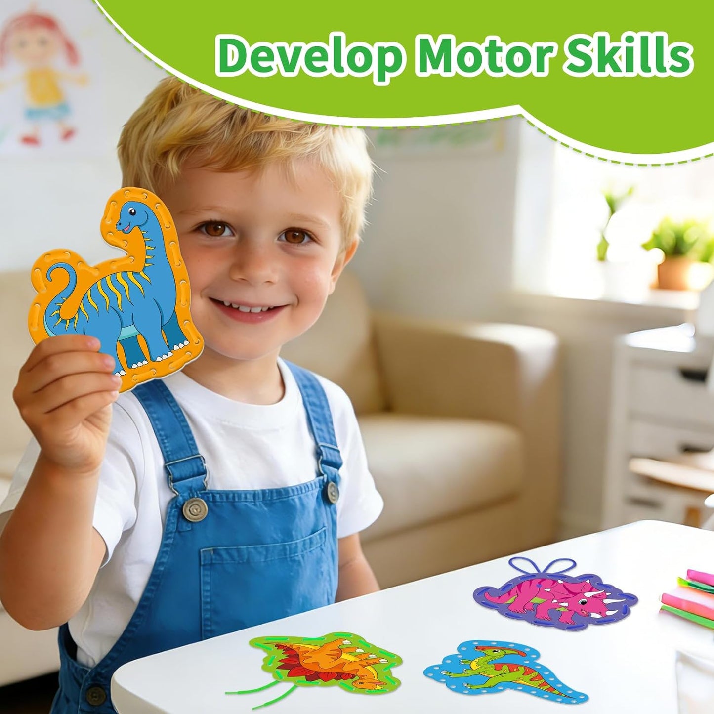 Vehicle Lacing Cards,Double Side Toddler Sewing Kit for Kids,Fine Motor Skills Toys,Shoe Tying Practice,Manipulatives for Preschoolers,Classroom Must Haves,Preschool Learning Activities
