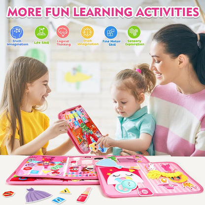 Teensymic Montessori Busy Board for Toddlers Ages 3+ – Portable Travel Quiet Book for Fine Motor Skills, Practical Life & Cognitive Learning, for Boys & Girls