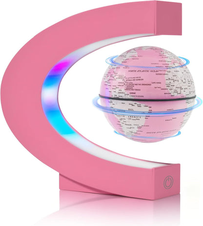 Flagest Magnetic Levitation Floating Globe, Levitating C Shape Globe with LED Lights for Education Home Office Desk Bookshelf Decor, Holiday Anniversary Creative Gift(3.3 Inches)