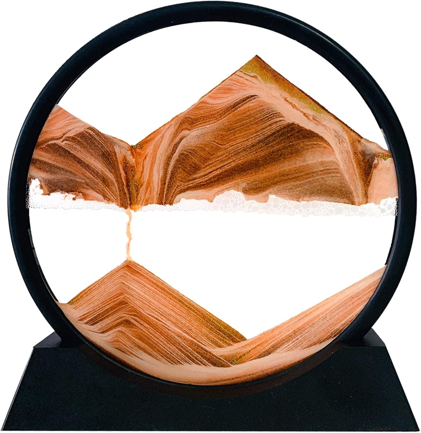 HYUGF 12" Moving Sand Art Picture Ocean Decor - 3D Deep Sea Sandscape Liquid Motion, Round Glass Frame Display Flowing Sand Relaxing Gift for Kids Adults Home Office Work Desktop Decoration Toy, Blue