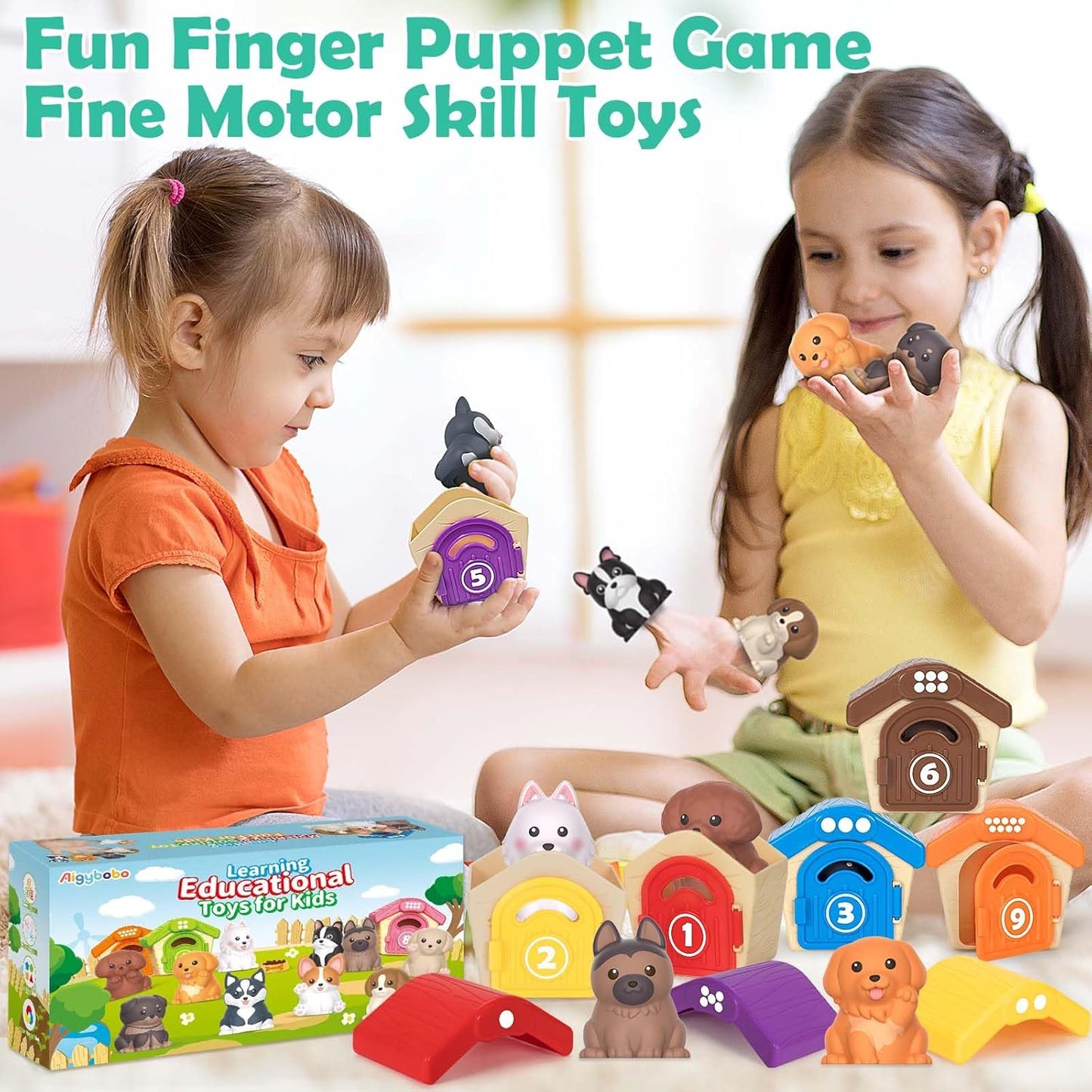 Learning Toys for 1 2 3 Year Old Boys Girls, 20 Pcs Cat Toys for Toddlers 1-3, Kitten Finger Puppet Games, Counting Matching Sorting Motor Educational Playset, Gifts for Baby Toddlers Age 12-18 Months