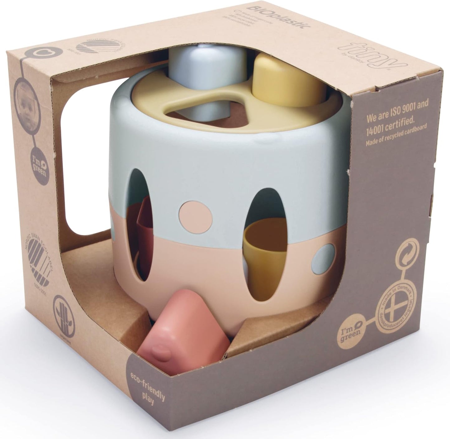 Dantoy TINY BIO Eco-Friendly Shape Sorter Toy (7 Pieces), Babies & Toddlers, Shape & Pattern Recognition, Hand-Eye Coordination, Non-Toxic, Dishwasher Safe, Made in Denmark, Ages 10 Mos+