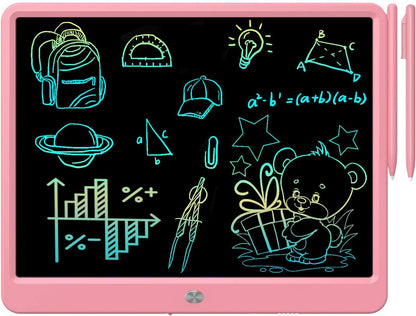 FLUESTON LCD Writing Tablet for Kids, 10 Inch Doodle Board, Colorful Drawing Pad for Toddler, Educational Travel Toy Gifts for 3-8 Year Old Girls Boys, Erase Lock Writing Board