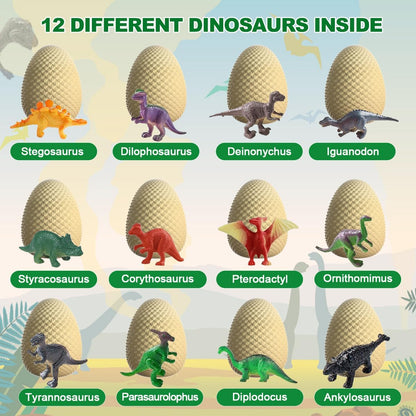 EARTH'SCODE Dinosaur Eggs Excavation Dig Kit, 12 Dino Egg with 12 Cute Unique Dinosaurs Inside Toys for Best Holiday & Birthday Archaeology Science STEM Crafts Gifts for Kids 3-12 Years Old
