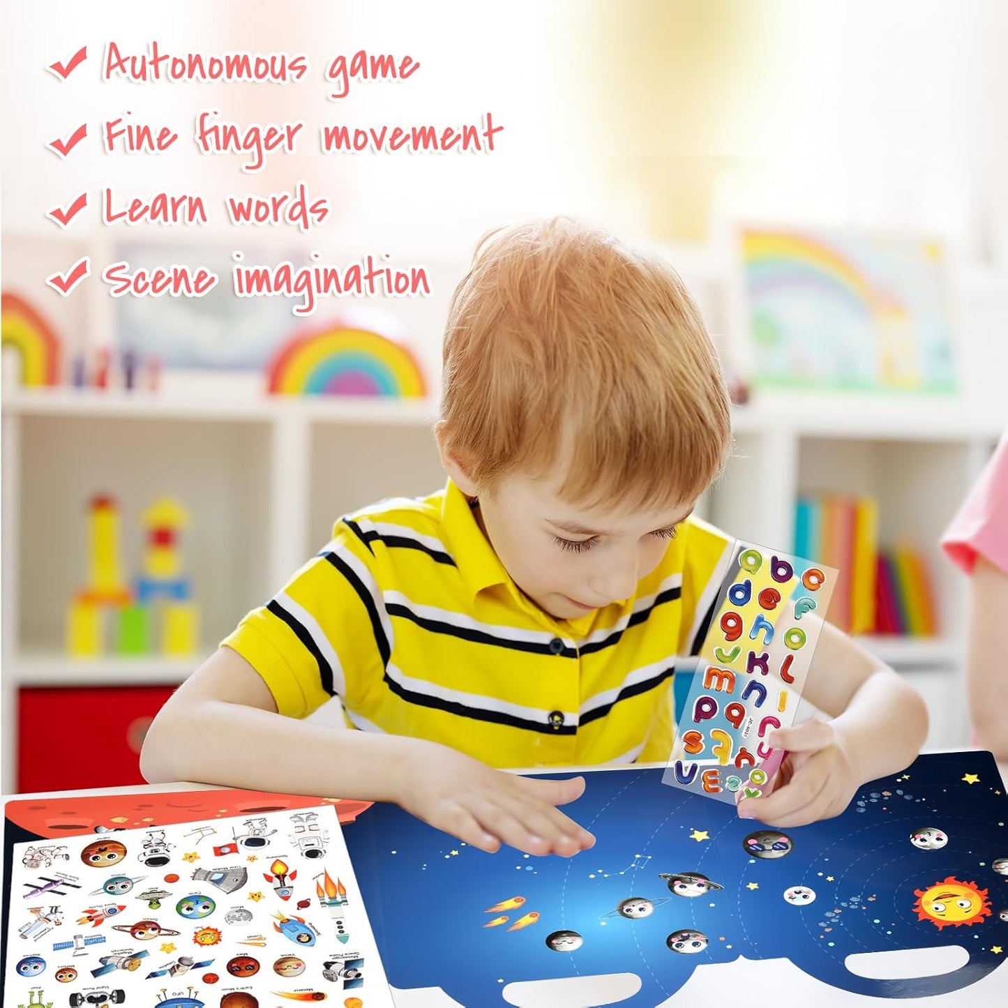 ASTARON Reusable Sticker Book for Toddlers, 88 Pcs Dinosaur Stickers Road Trip Activities Car Airplane Activities Travel Toys for Kids, Kids Quiet Time Activities (2-6 Age)