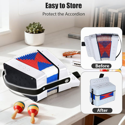 AZEAM Kids Accordion, Toy Accordion for Ages 3 5 9 7 10 12 Child Children Toddlers Beginners Kids Musical Instruments 10 Keys Button Small Lightweight for Boy Girls Christmas（Black）