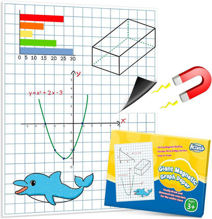 Aizweb Giant Magnetic Lined Notebook Paper,2 Dry Erase Sheets,Total Area 17" x 21.5",Handwriting Practice for Classroom Whiteboard,Chart Paper Teacher Must Have Homeschool Teaching Supplies