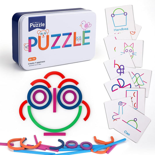 Vodolo Wooden Pattern Blocks Sticks and Rings Learning Set,Smart Sticks for Kids 3 4 5 Years Old,Puzzle Stick Building Toys,Montessori Brain Blocks Preschool Toys Learning Resources